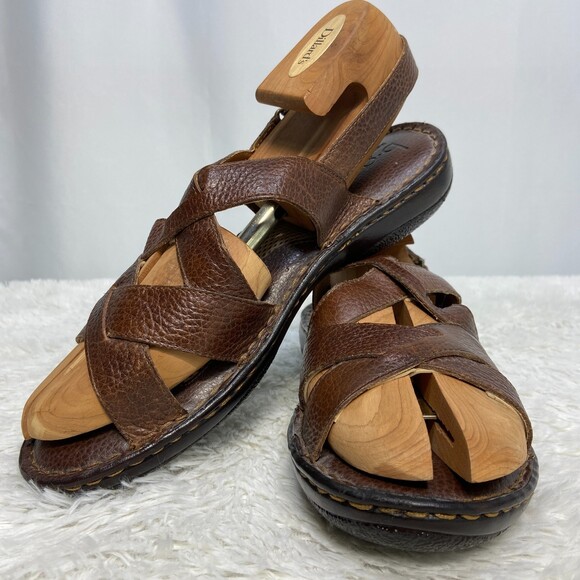 Boc Sandals Womens 10M Slingback Brown Leather Fisherman Casual Open Toe C60123 - Picture 1 of 8